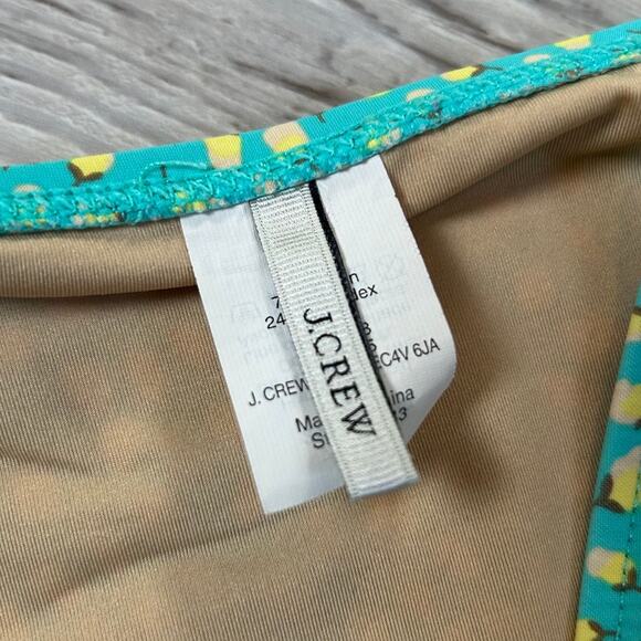 J.Crew One Piece Swimsuit Turquoise Yellow Lemon Print Retro Size 4 - Picture 5 of 8